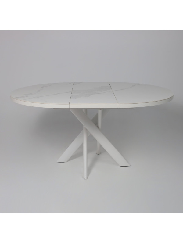 Кухонный стол MamaDoma Ronaldo-120 Patagonoa Bianco Gloss Premium Cer/белый раздвижной механизм (4)