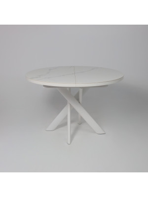 Кухонный стол MamaDoma Ronaldo-120 Patagonoa Bianco Gloss Premium Cer/белый раздвижной механизм (1)