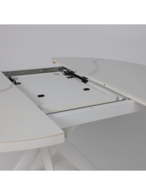 Кухонный стол MamaDoma Ronaldo-120 Patagonoa Bianco Gloss Premium Cer/белый раздвижной механизм