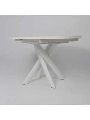 Кухонный стол MamaDoma Ronaldo-120 Patagonoa Bianco Gloss Premium Cer/белый сбоку