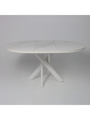 Кухонный стол MamaDoma Ronaldo-120 Patagonoa Bianco Gloss Premium Cer/белый раздвижной механизм (4)