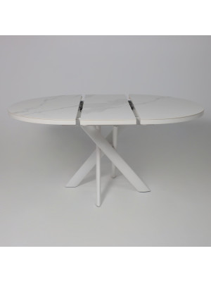 Кухонный стол MamaDoma Ronaldo-120 Patagonoa Bianco Gloss Premium Cer/белый раздвижной механизм (3)