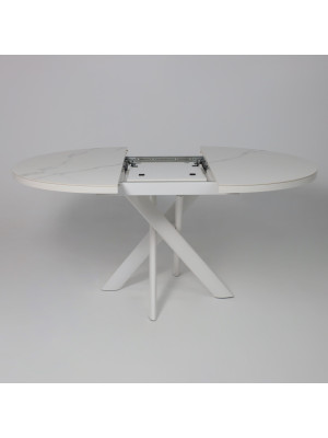 Кухонный стол MamaDoma Ronaldo-120 Patagonoa Bianco Gloss Premium Cer/белый раздвижной механизм )