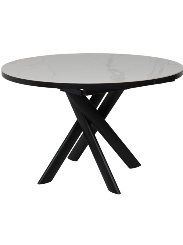 Кухонный стол MamaDoma Ronaldo-120 Patagonoa Bianco Gloss Premium Cer/черный