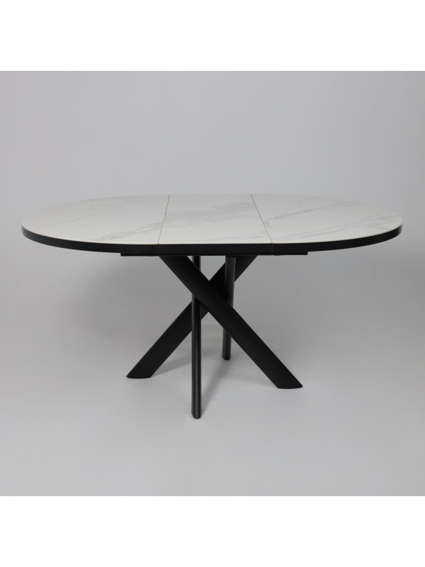 Кухонный стол MamaDoma Ronaldo-120 Patagonoa Bianco Gloss Premium Cer/черный раздвижной механизм (4)