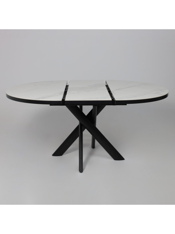 Кухонный стол MamaDoma Ronaldo-120 Patagonoa Bianco Gloss Premium Cer/черный раздвижной механизм (3)