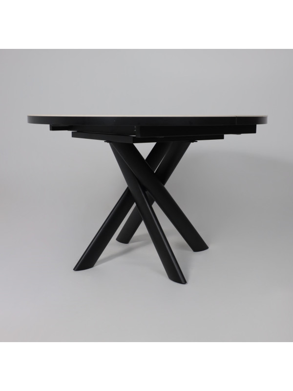 Кухонный стол MamaDoma Ronaldo-120 Patagonoa Bianco Gloss Premium Cer/черный сбоку