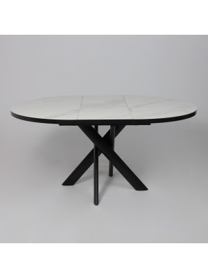 Кухонный стол MamaDoma Ronaldo-120 Patagonoa Bianco Gloss Premium Cer/черный раздвижной механизм (4)