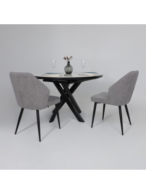 Кухонный стол MamaDoma Ronaldo-120 Patagonoa Bianco Gloss Premium Cer/черный в интерьере