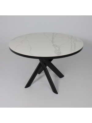 Кухонный стол MamaDoma Ronaldo-120 Patagonoa Bianco Gloss Premium Cer/черный сверху