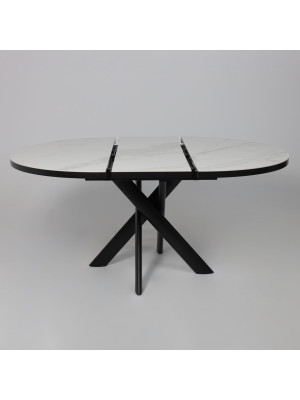 Кухонный стол MamaDoma Ronaldo-120 Patagonoa Bianco Gloss Premium Cer/черный раздвижной механизм (3)