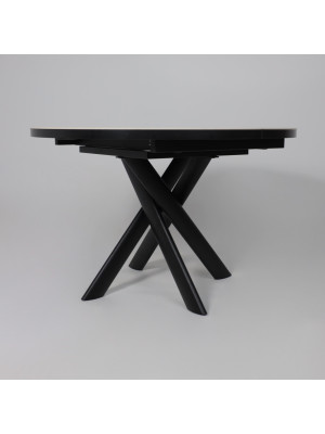 Кухонный стол MamaDoma Ronaldo-120 Patagonoa Bianco Gloss Premium Cer/черный сбоку