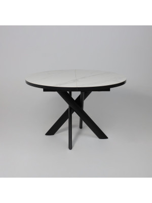 Кухонный стол MamaDoma Ronaldo-120 Patagonoa Bianco Gloss Premium Cer/черный раздвижной механизм (1)