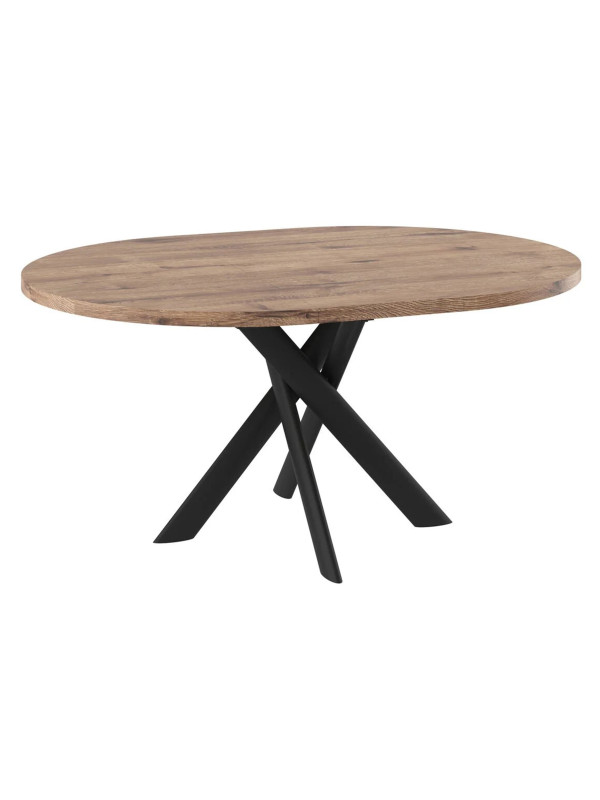 Кухонный стол MamaDoma Ronaldo-120 дуб Веллингтон/черный в раздвижном виде