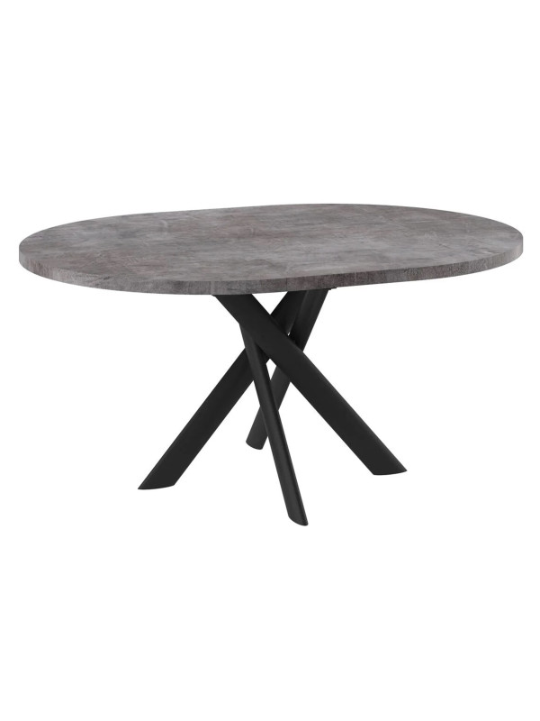 Кухонный стол MamaDoma Ronaldo-120 дымчатая керамика/черный в раздвижном виде