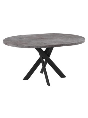 Кухонный стол MamaDoma Ronaldo-120 дымчатая керамика/черный в раздвижном виде