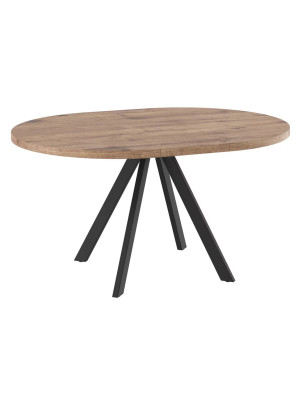 Кухонный стол MamaDoma Rondo M-100 дуб Веллингтон/черный в раздвижном виде