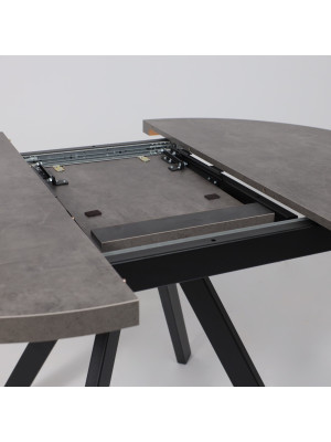 Кухонный стол MamaDoma Rondo M-100 дымчатая керамика/черный раздвижной механизм