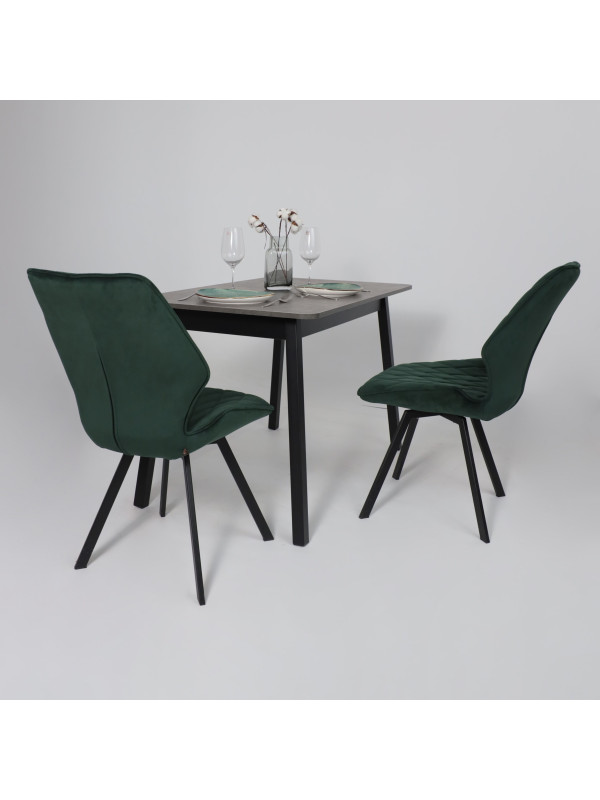 Кухонный стол MamaDoma Tirk Radial-110 дымчатая керамика/чёрный в интерьере