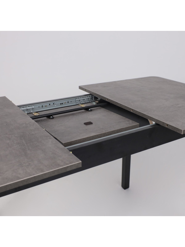 Кухонный стол MamaDoma Tirk Radial-110 дымчатая керамика/чёрный раздвижной механизм