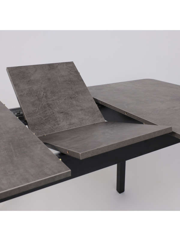 Кухонный стол MamaDoma Tirk Radial-110 дымчатая керамика/чёрный раздвижной механизм (1)