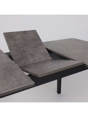 Кухонный стол MamaDoma Tirk Radial-110 дымчатая керамика/чёрный раздвижной механизм (1)