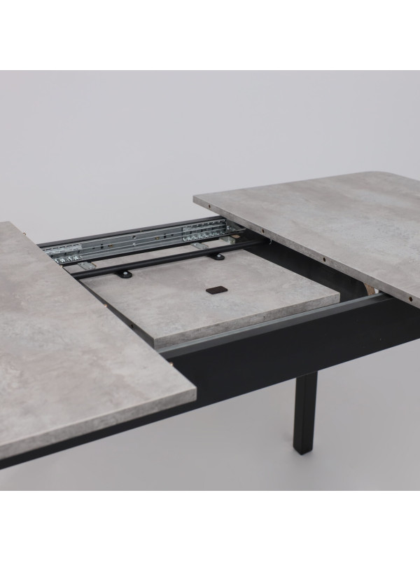 Кухонный стол MamaDoma Tirk Radial-110 серый сланец/чёрный раздвижной механизм