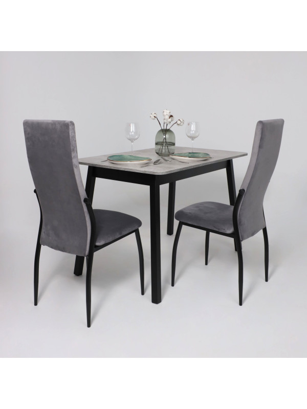 Кухонный стол MamaDoma Tirk Radial-110 серый сланец/чёрный в