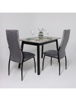 Кухонный стол MamaDoma Tirk Radial-110 серый сланец/чёрный в