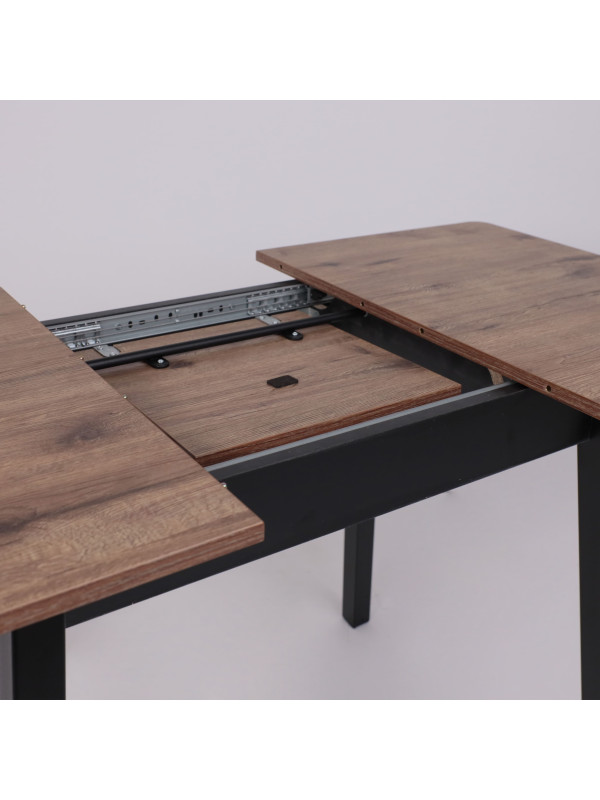 Кухонный стол MamaDoma Tirk Radial-94 дуб Веллингтон/чёрный раздвижной механизм (1)