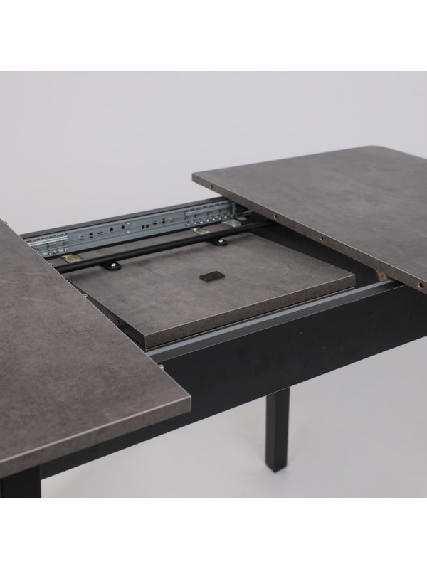 Кухонный стол MamaDoma Tirk Radial-94 дымчатая керамика/чёрный раздвижной механи