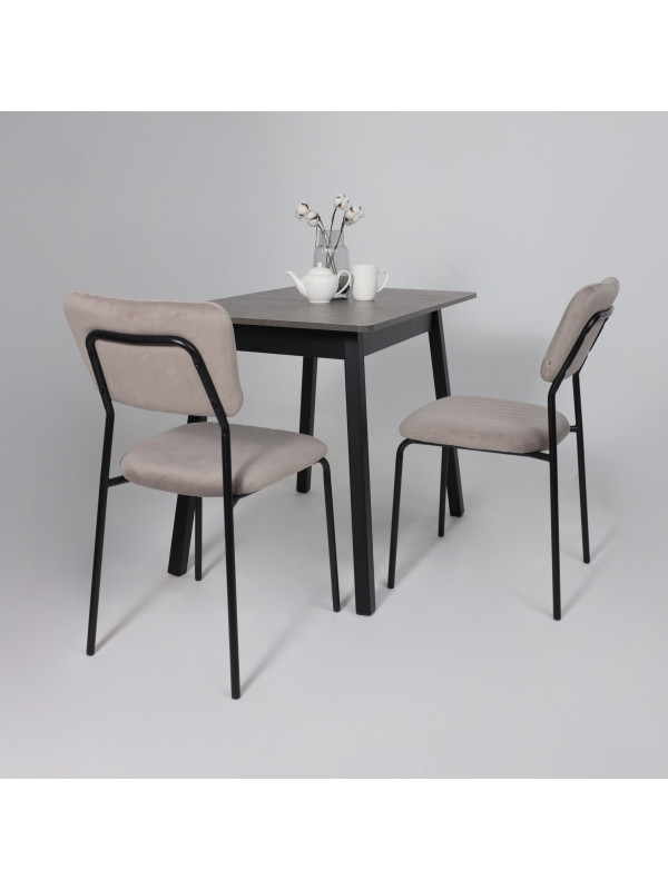 Кухонный стол MamaDoma Tirk Radial-94 дымчатая керамика/чёрный в интерьере