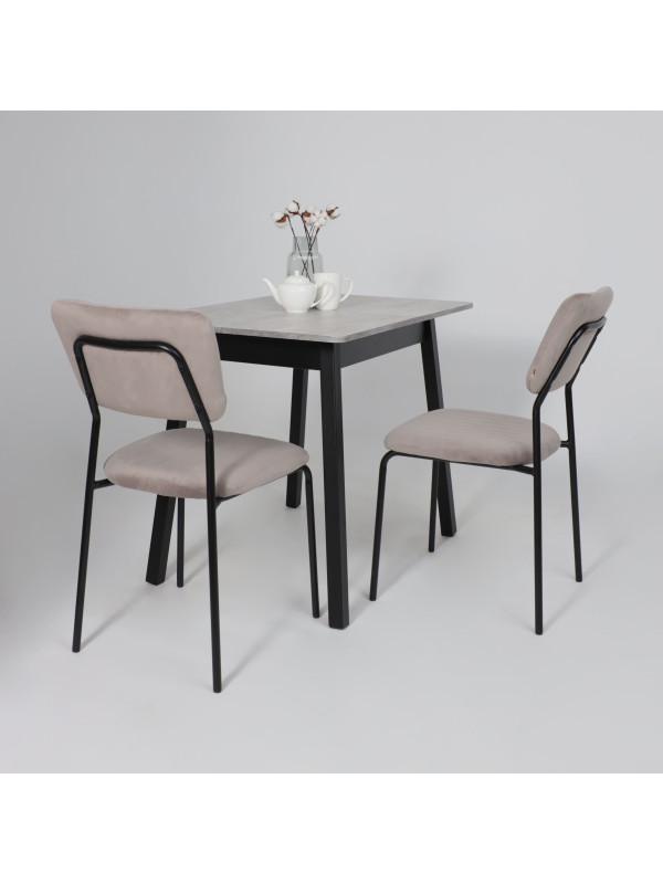 Кухонный стол MamaDoma Tirk Radial-94 серый сланец/чёрный в интерьере