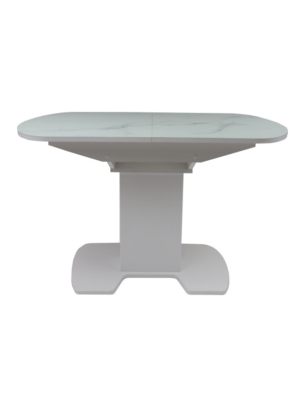 Кухонный стол Аврора Корсика мрамор белый/белый матовый спереди