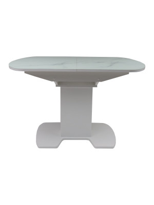 Кухонный стол Аврора Корсика мрамор белый/белый матовый спереди
