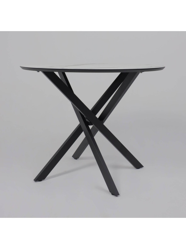 Кухонный стол Аврора Мехико камень белый/черный матовый спереди