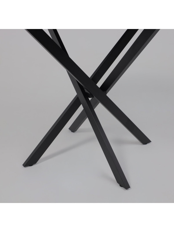 Кухонный стол Аврора Мехико камень белый/черный матовый ножки