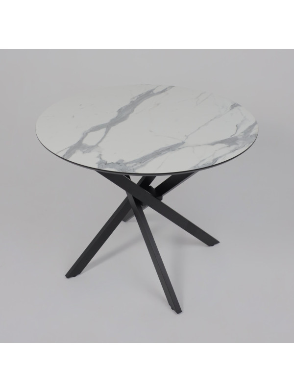 Кухонный стол Аврора Мехико камень белый/черный матовый сверху