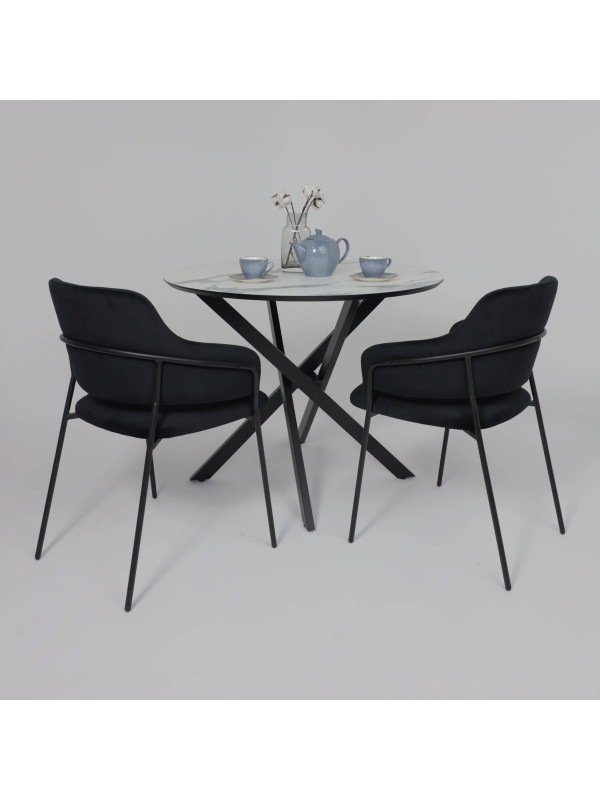 Кухонный стол Аврора Мехико камень белый/черный матовый в интерьере