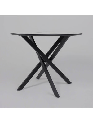 Кухонный стол Аврора Мехико камень белый/черный матовый спереди