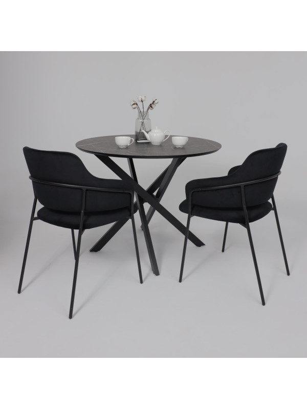 Кухонный стол Аврора Мехико камень черный/черный матовый в интерьере