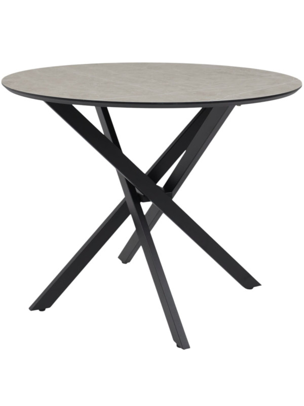 Кухонный стол Аврора Мехико мрамор светлый (белый)/черный матовый