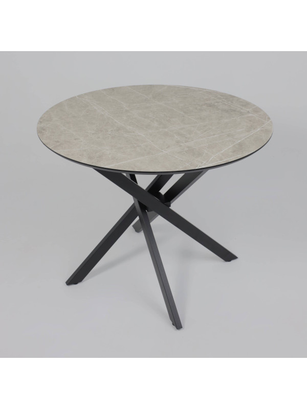 Кухонный стол Аврора Мехико мрамор светлый (белый)/черный матовый сверху