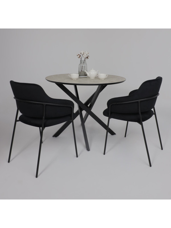 Кухонный стол Аврора Мехико мрамор светлый (белый)/черный матовый в интерьере (1)