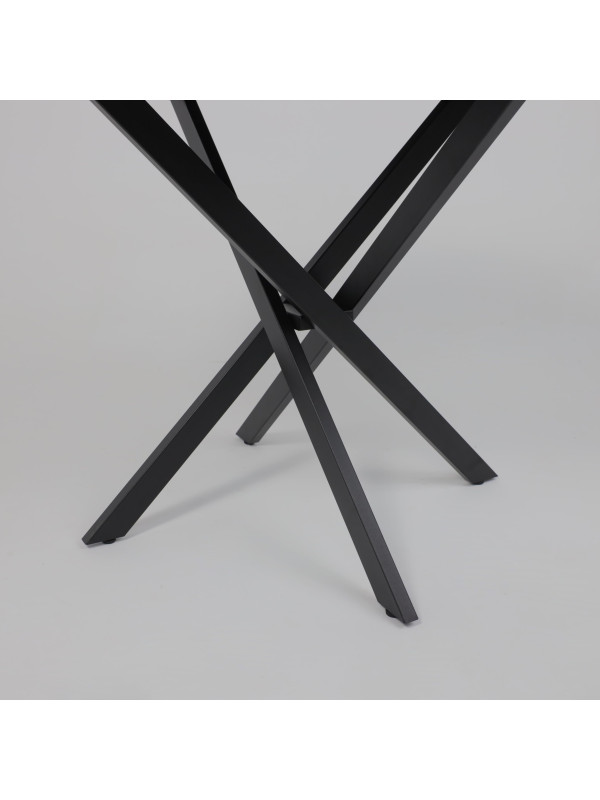 Кухонный стол Аврора Мехико мрамор светлый (белый)/черный матовый ножки