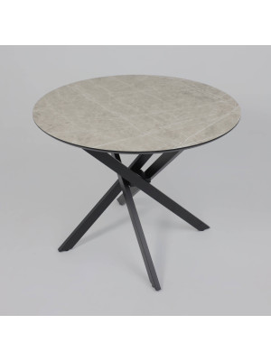 Кухонный стол Аврора Мехико мрамор светлый (белый)/черный матовый сверху