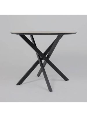 Кухонный стол Аврора Мехико мрамор светлый (белый)/черный матовый сбоку