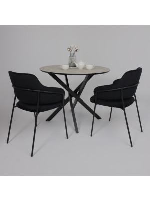 Кухонный стол Аврора Мехико мрамор светлый (белый)/черный матовый в интерьере (1)