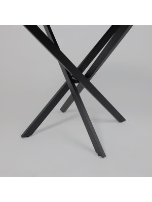 Кухонный стол Аврора Мехико мрамор светлый (белый)/черный матовый ножки