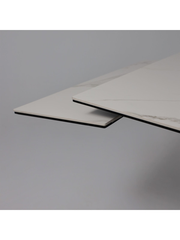 Кухонный стол Аврора Монако New камень белый Greys White/черный матовый раздвижной механизм